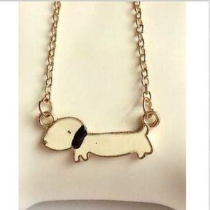 Gold Doxie Dachshund Dog Necklace 17" Pendant